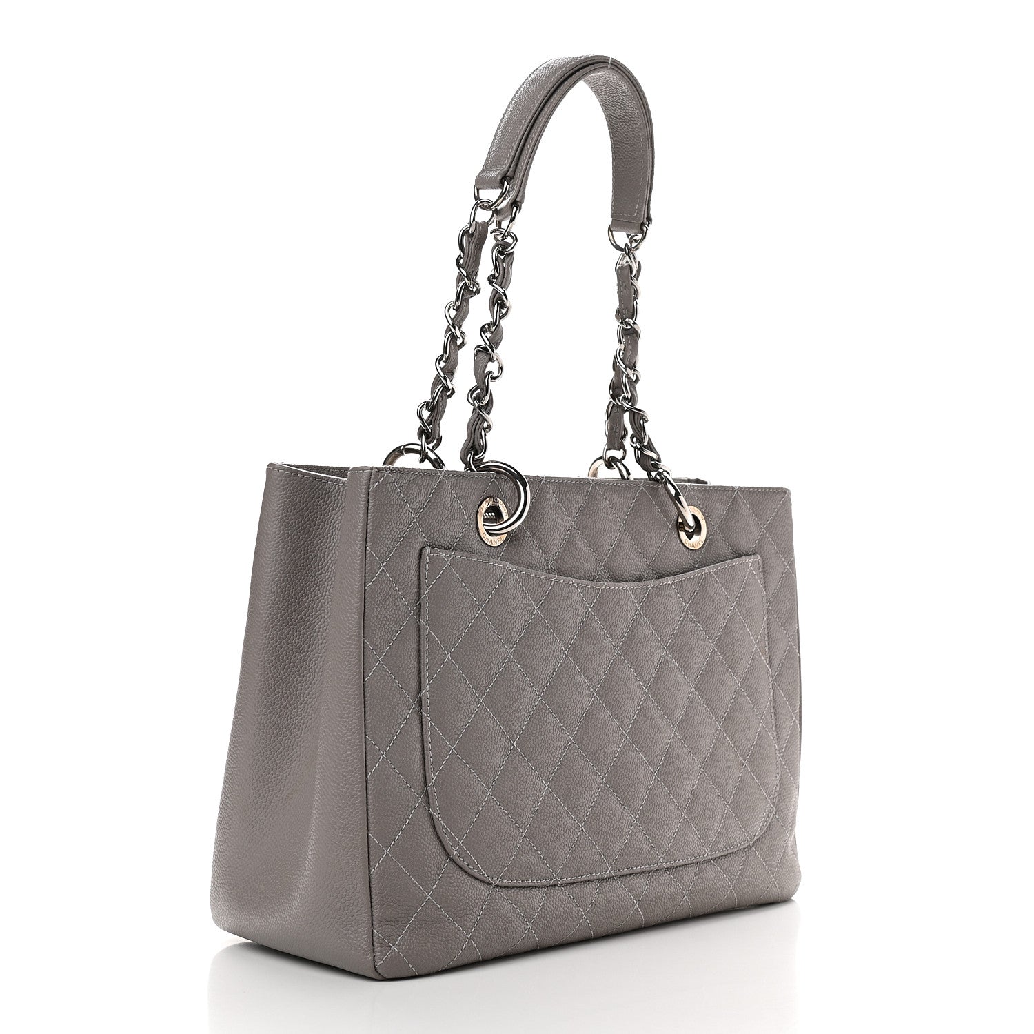 Chanel Caviar Quilted Grand Shopping Tote GST Light Grey 2 of 8