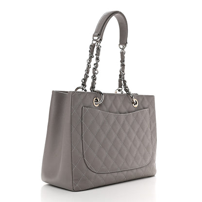 Chanel Caviar Quilted Grand Shopping Tote GST Light Grey 2 of 8