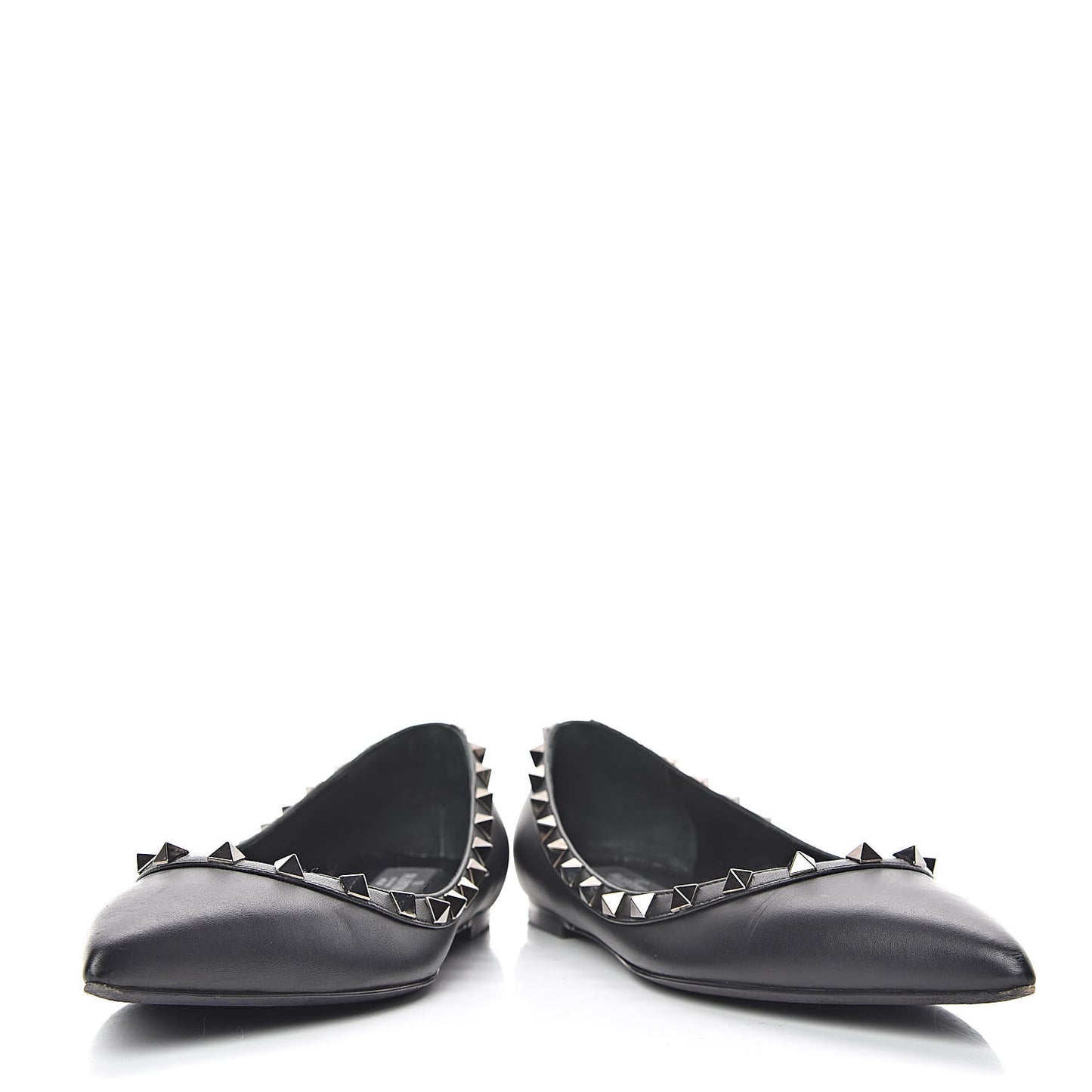 Calfskin Rockstud Ballerina Flats 38 Black