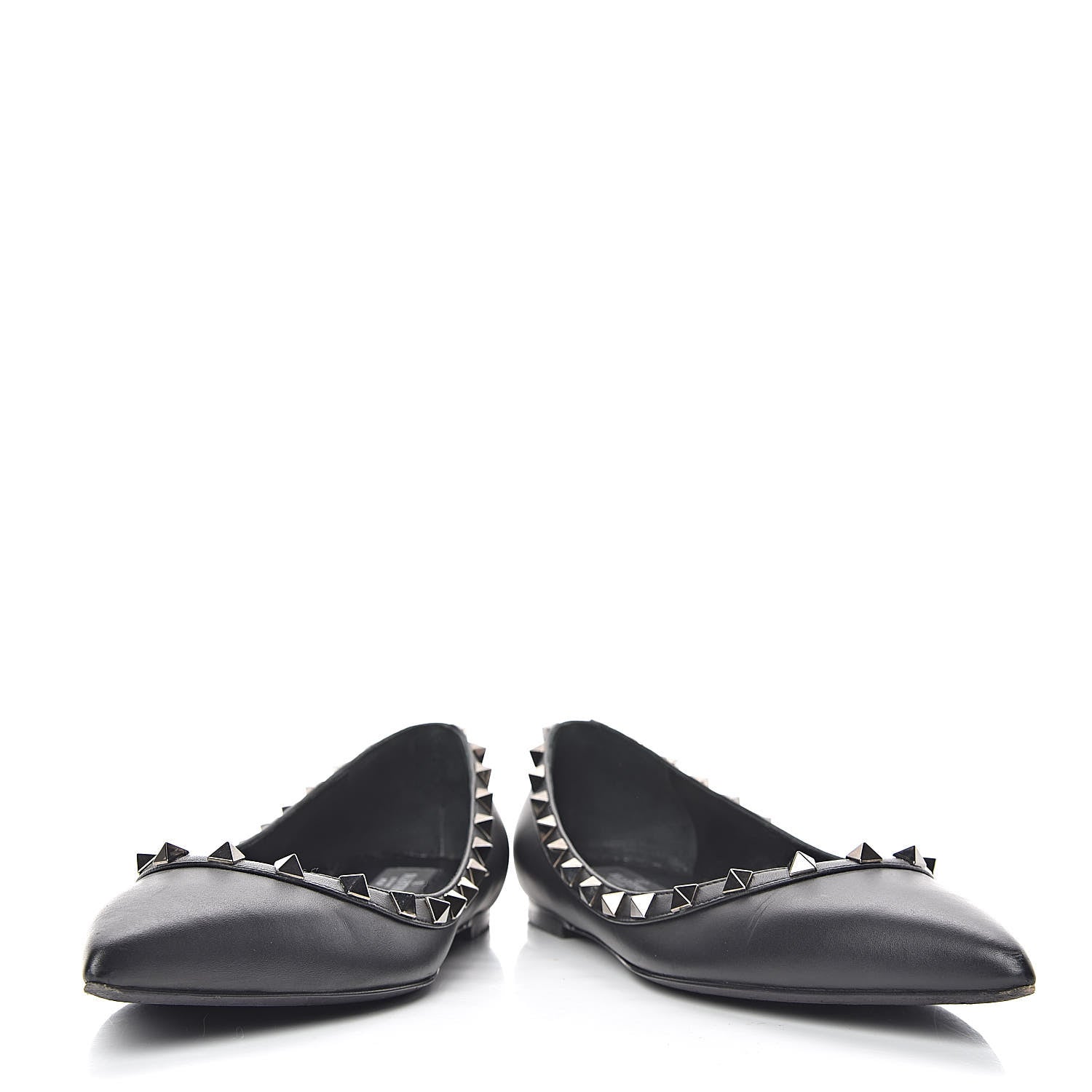 Valentino Garavani Calfskin Rockstud Ballerina Flats 38 Black 6 of 13