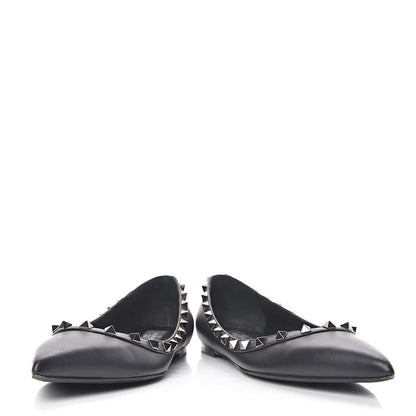 Valentino Garavani Calfskin Rockstud Ballerina Flats 38 Black 6 of 13