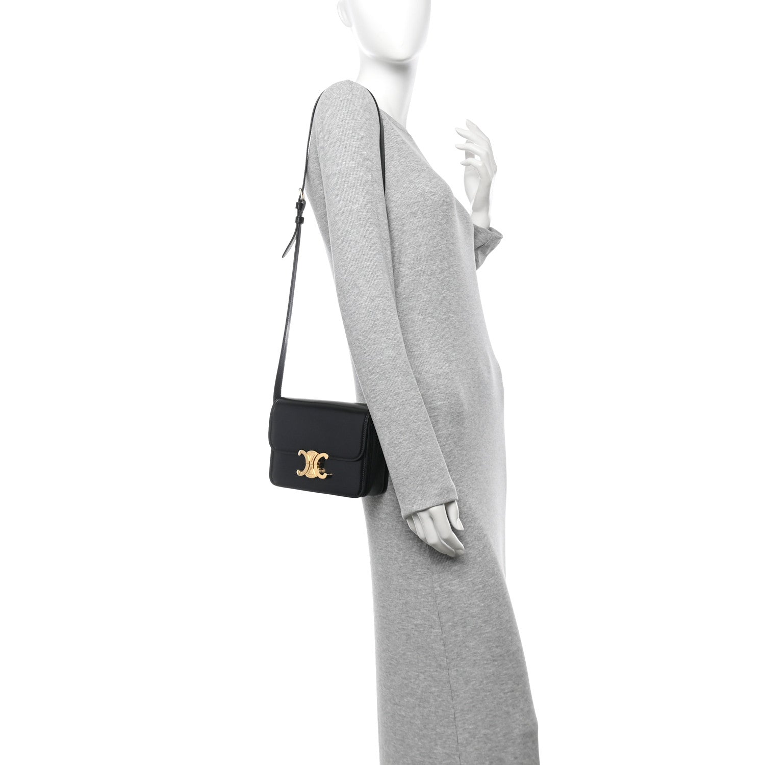 Celine Shiny Calfskin Teen Triomphe Black 2 of 12