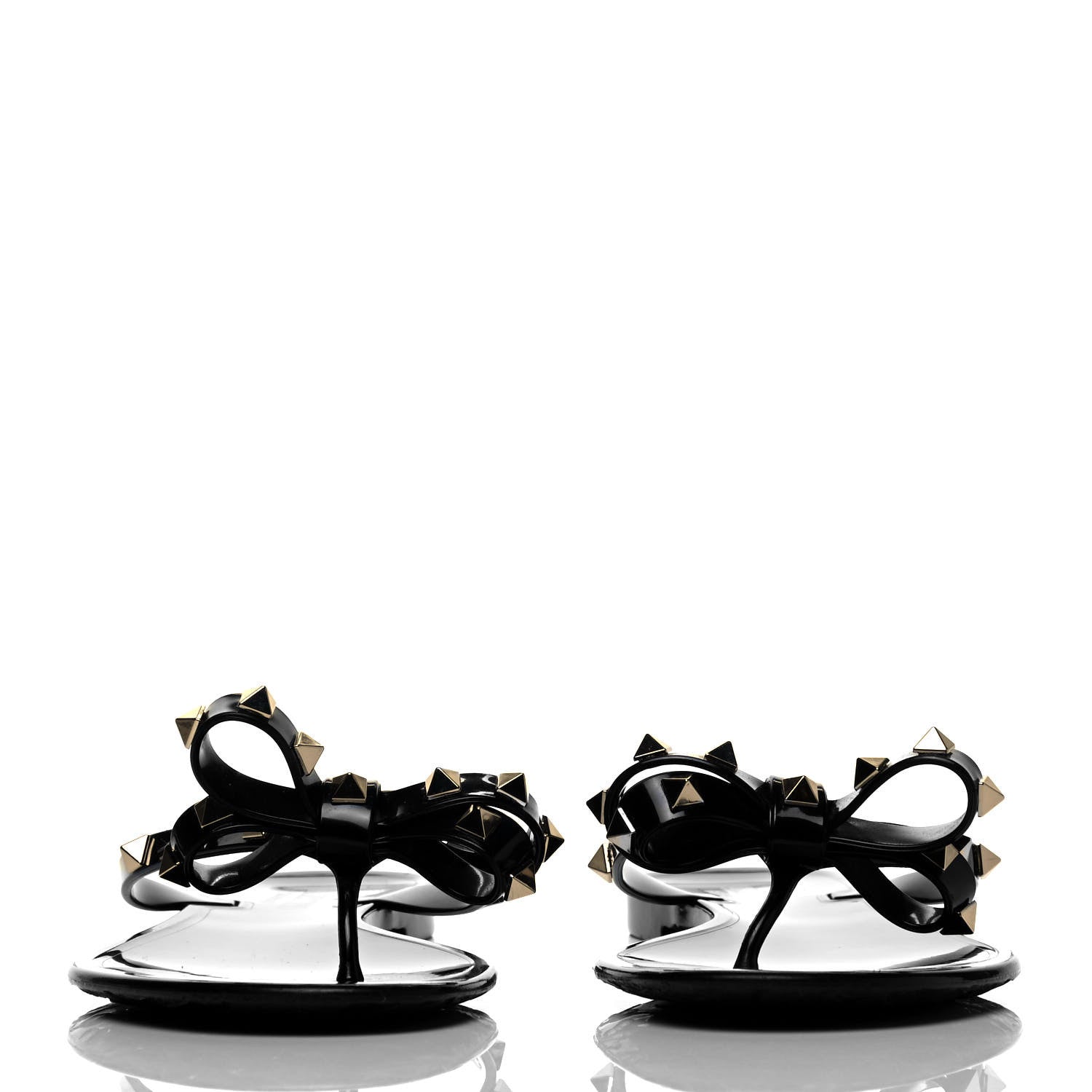 Valentino Garavani PVC Jelly Rockstud Bow Thong Sandals 40 Black 2 of 7