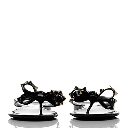 Valentino Garavani PVC Jelly Rockstud Bow Thong Sandals 40 Black 2 of 7