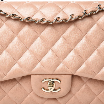 Chanel Pearly Caviar Quilted Jumbo Double Flap Beige 9 of 9
