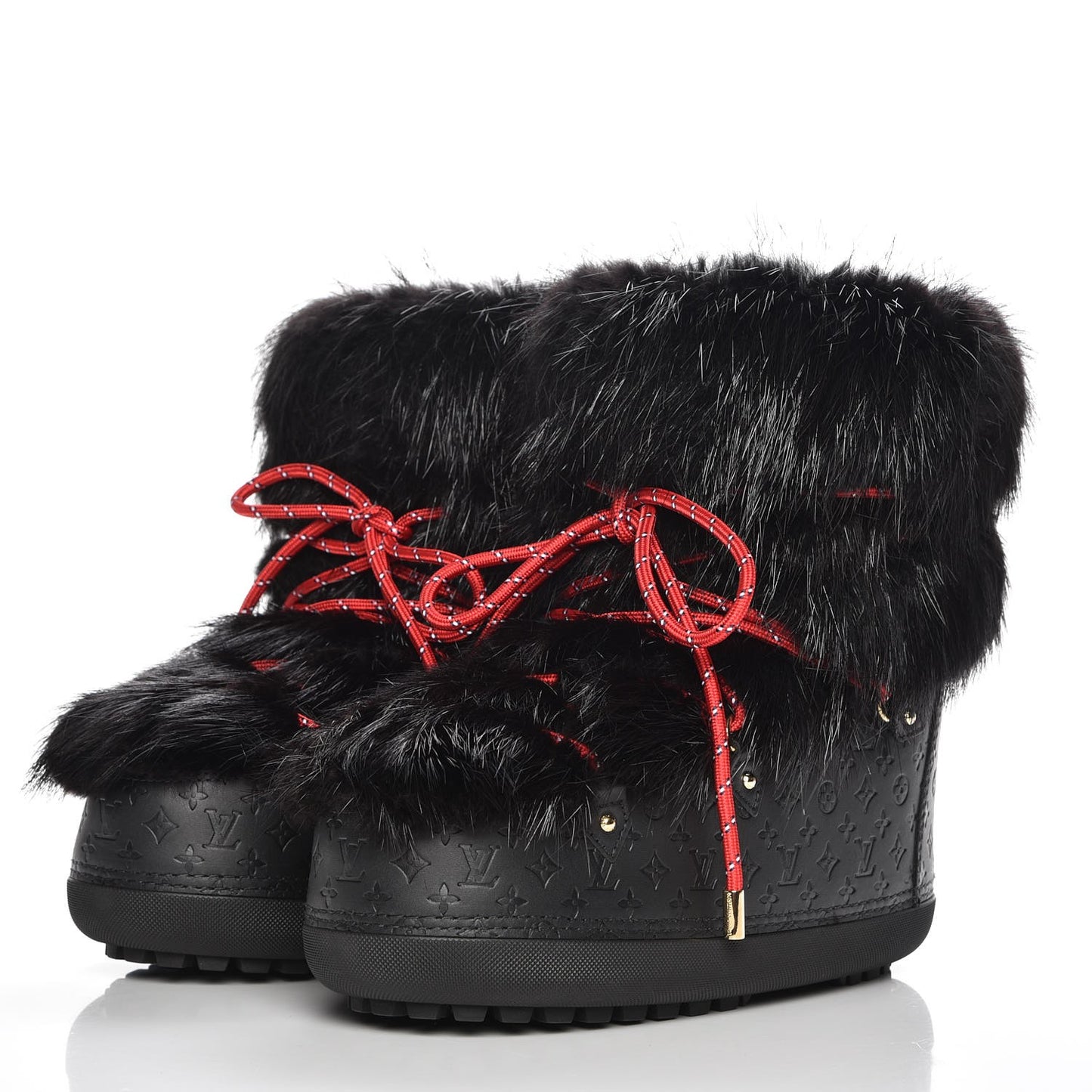 Beaver Calfskin Monogram Off Piste Flat Half Boots 38 Black