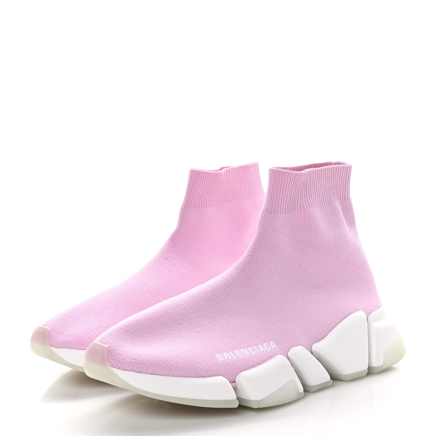 Balenciaga Technical 3D Recycled Knit Bi-Color Womens Speed 2.0 Transparent Sole Sneakers 38 Pink White 3 of 7