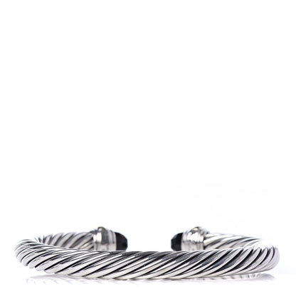 David Yurman Sterling Silver 14K Yellow Gold Black Onyx 7mm Cable Classics Bracelet 3 of 5