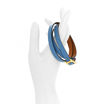 Hermes Swift Hapi 3MM Triple Tour Wrap Bracelet S Bleu Paradis 2 of 5