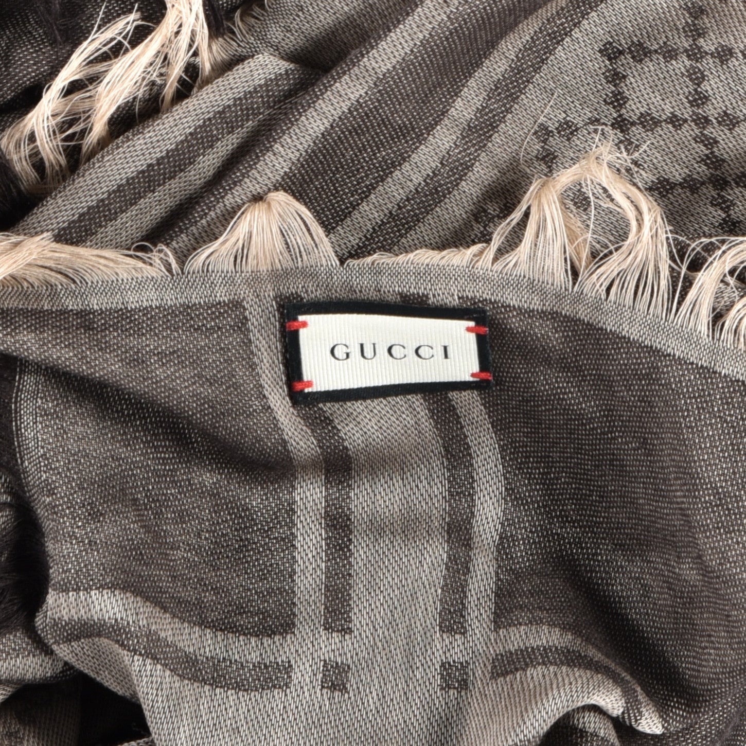Gucci Wool Silk GG Monogram Diamante Cavendish Square Shawl Grey 3 of 3