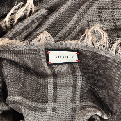Gucci Wool Silk GG Monogram Diamante Cavendish Square Shawl Grey 3 of 3