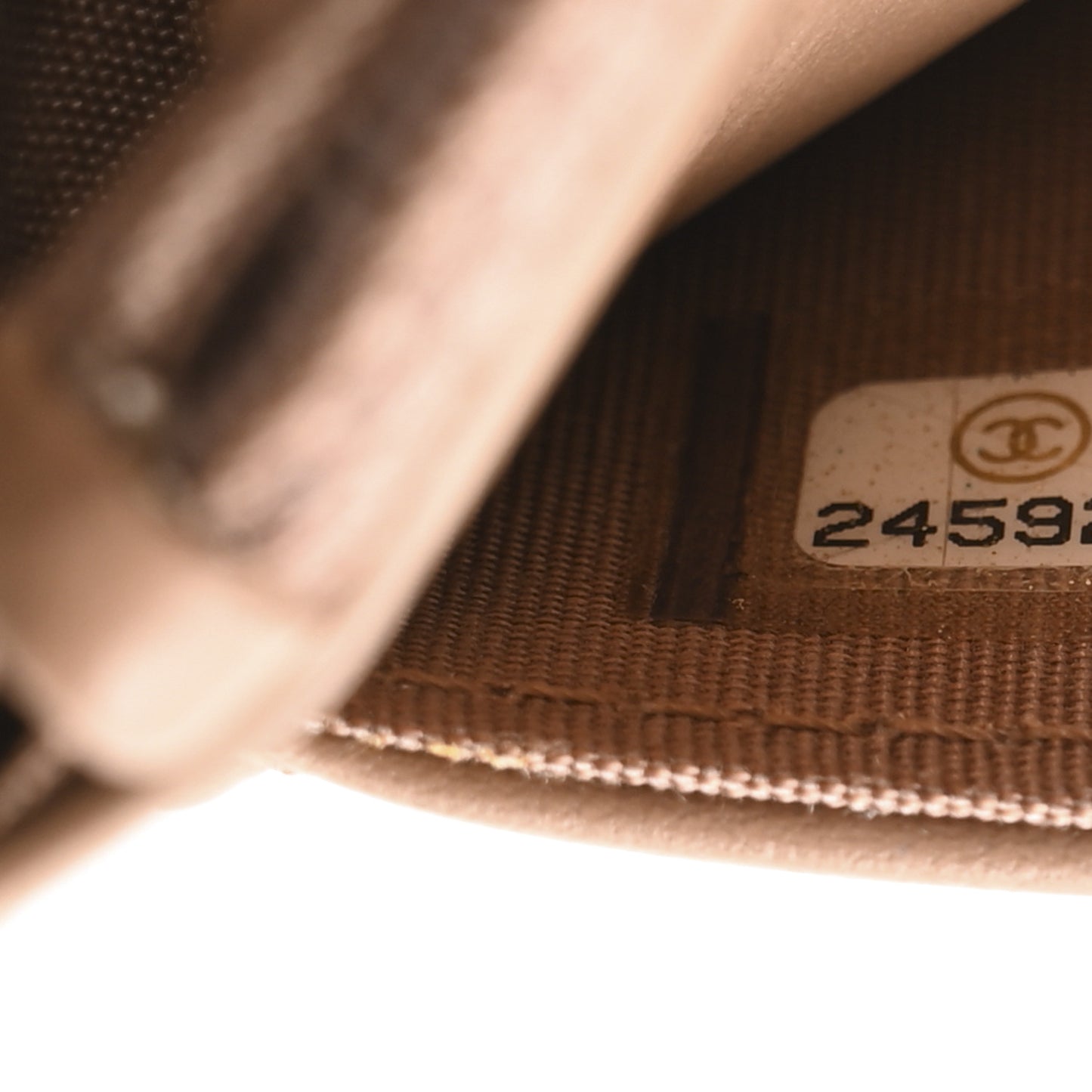 Caviar Chevron Quilted Boy Wallet On Chain WOC Dark Beige