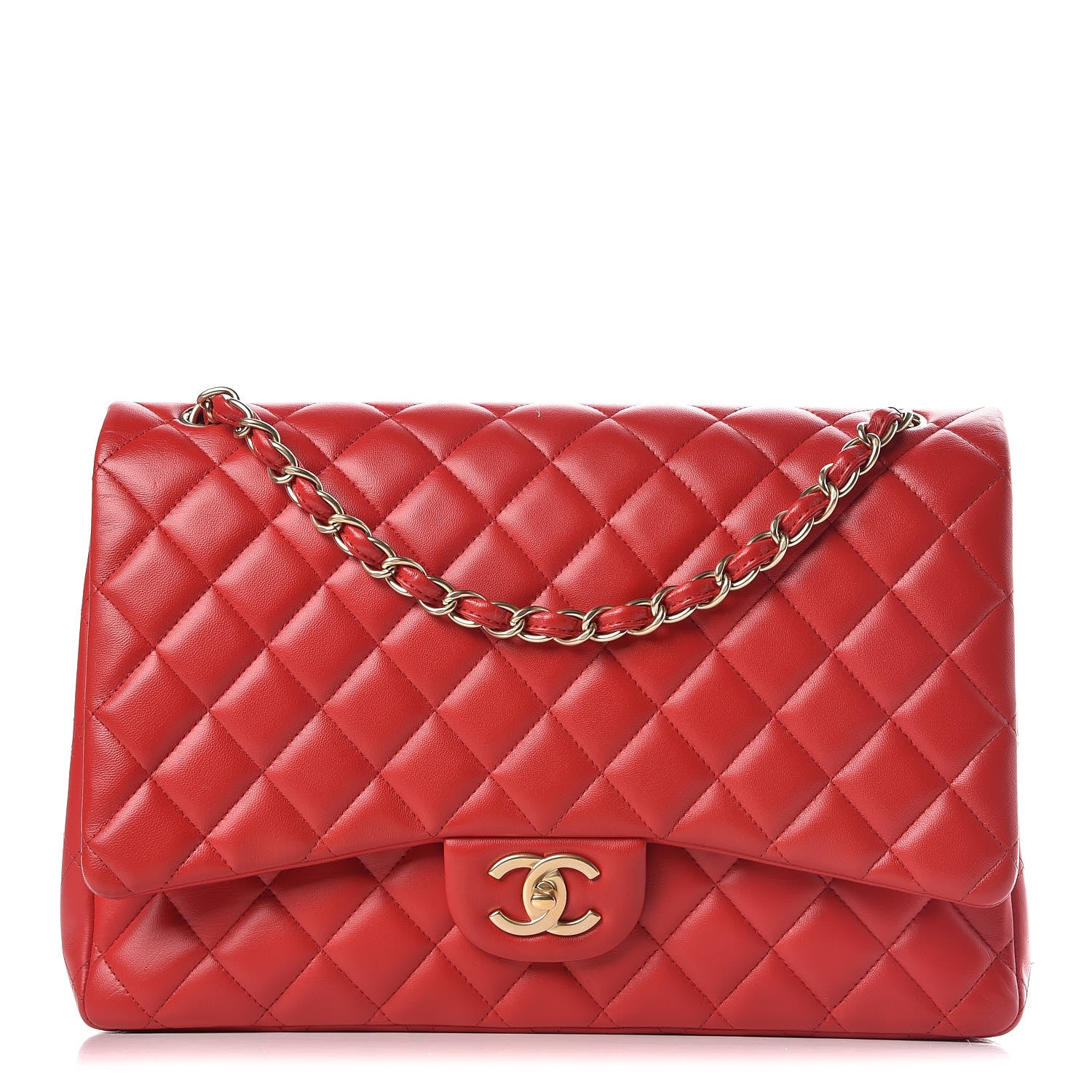 Chanel Lambskin Quilted Maxi Double Flap Red 1 of 15