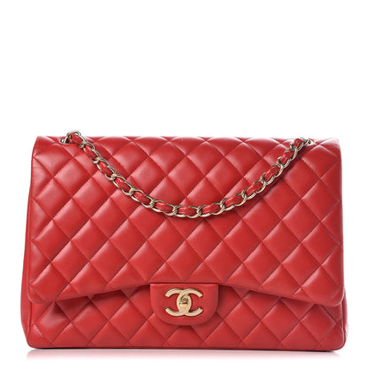 Chanel Lambskin Quilted Maxi Double Flap Red 1 of 15