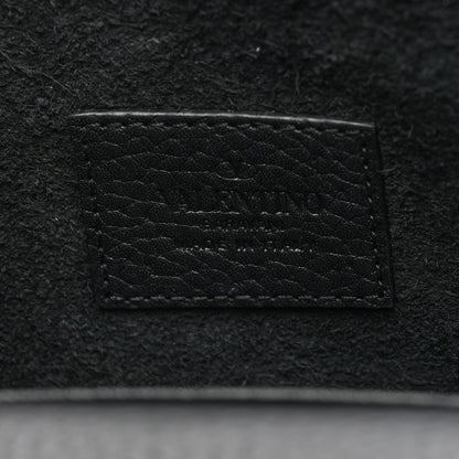 Valentino Garavani Pebbled Calfskin Rockstud Envelope Wallet on Chain Black 6 of 9