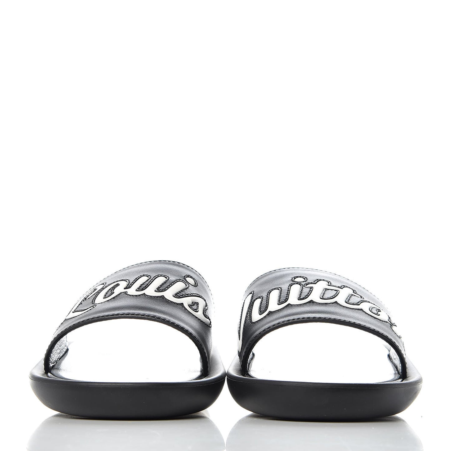 Calfskin Logo Sunbath Slide Sandals 36 Black