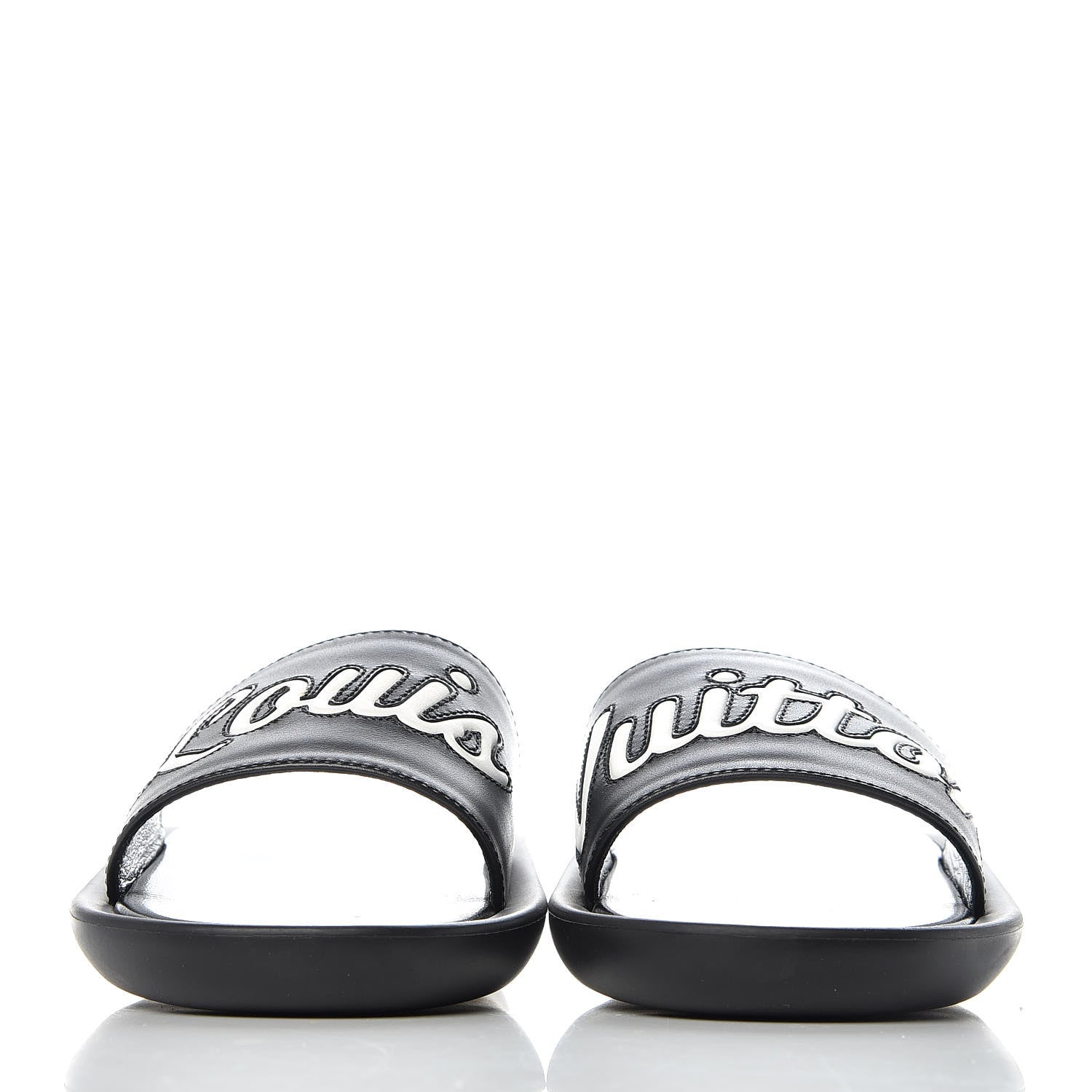 Louis Vuitton Calfskin Logo Sunbath Slide Sandals 36 Black 2 of 8