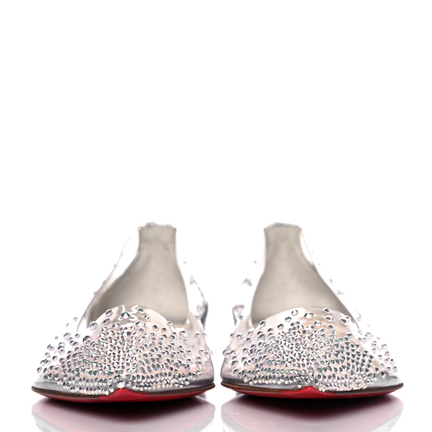 Christian Louboutin PVC Paill Hotfix Degrastrass Flats 37 Silver 2 of 8