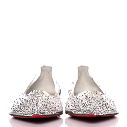 Christian Louboutin PVC Paill Hotfix Degrastrass Flats 37 Silver 2 of 8