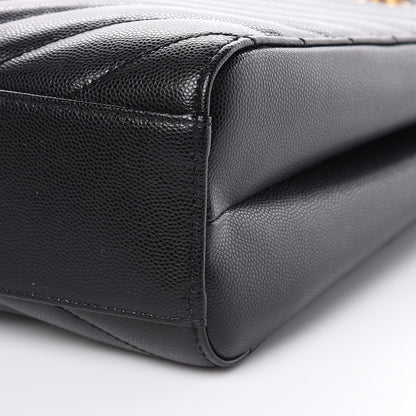 Saint Laurent Grain De Poudre Matelasse Chevron Medium Tribeca Shopping Bag Black 9 of 9