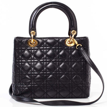 Christian Dior Lambskin Cannage Medium Lady Dior Black 4 of 11