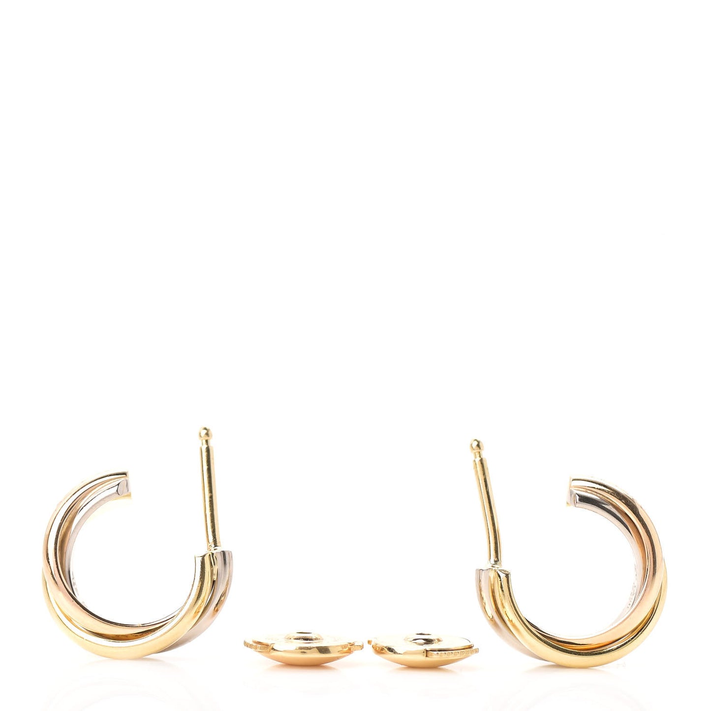 18K Pink Yellow White Gold Small Trinity Hoop Earrings