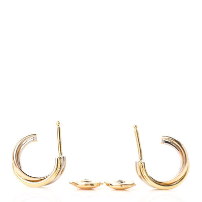 Cartier 18K Pink Yellow White Gold Small Trinity Hoop Earrings 3 of 5