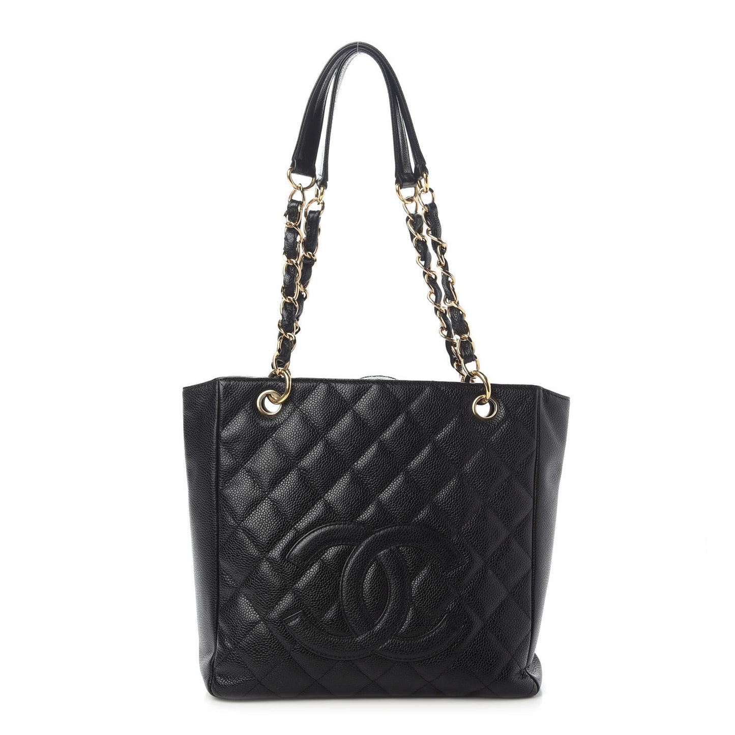 Caviar Quilted Petit Shopping Tote PST Black