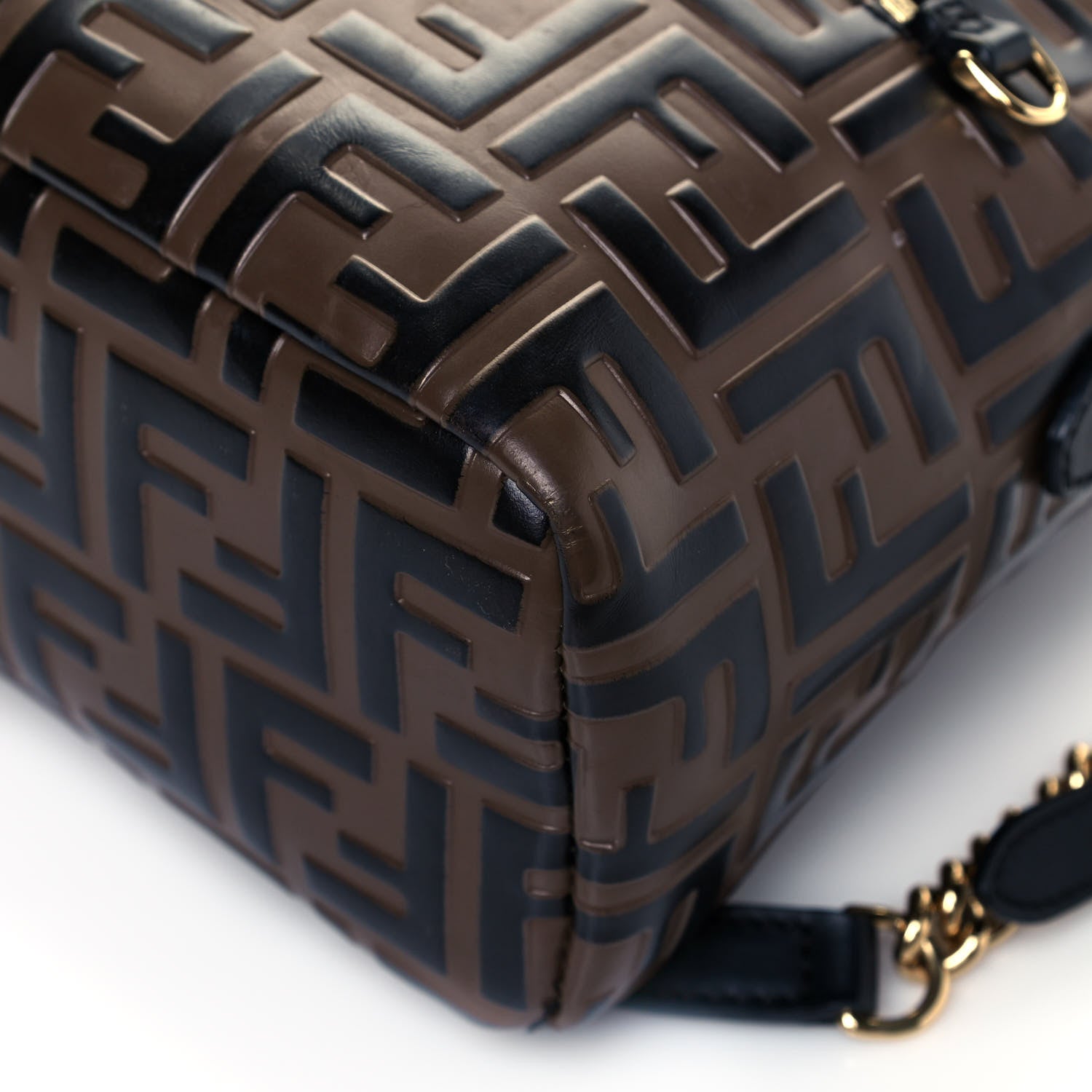 Fendi Vitello Bi-Color FF 1974 Embossed Mini Backpack Maya Black 9 of 12