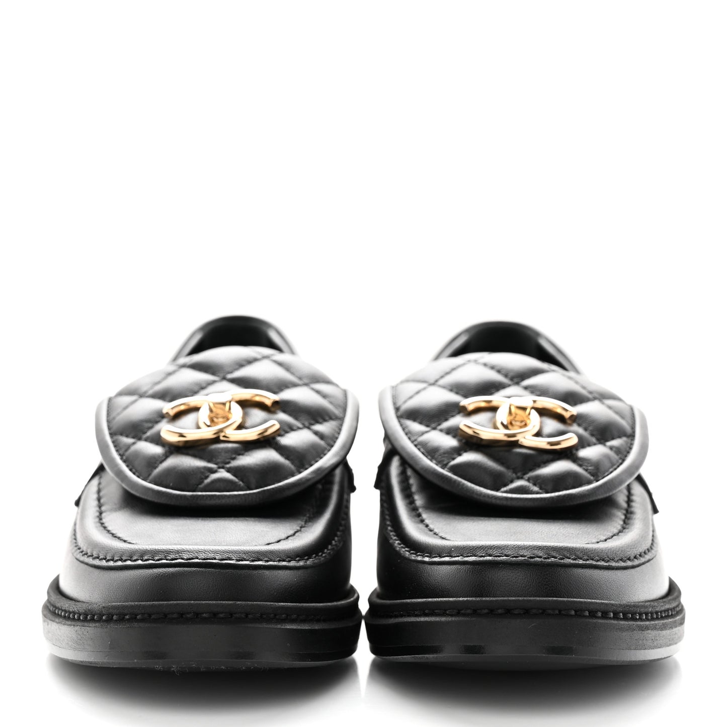 Lambskin Quilted CC Turnlock Loafers 37 Black