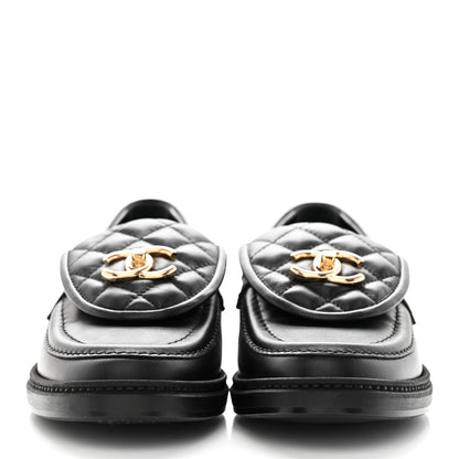 Chanel Lambskin Quilted CC Turnlock Loafers 37 Black 2 of 9