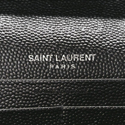Saint Laurent Grain De Poudre Matelasse Chevron Monogram Chain Wallet Black 5 of 9