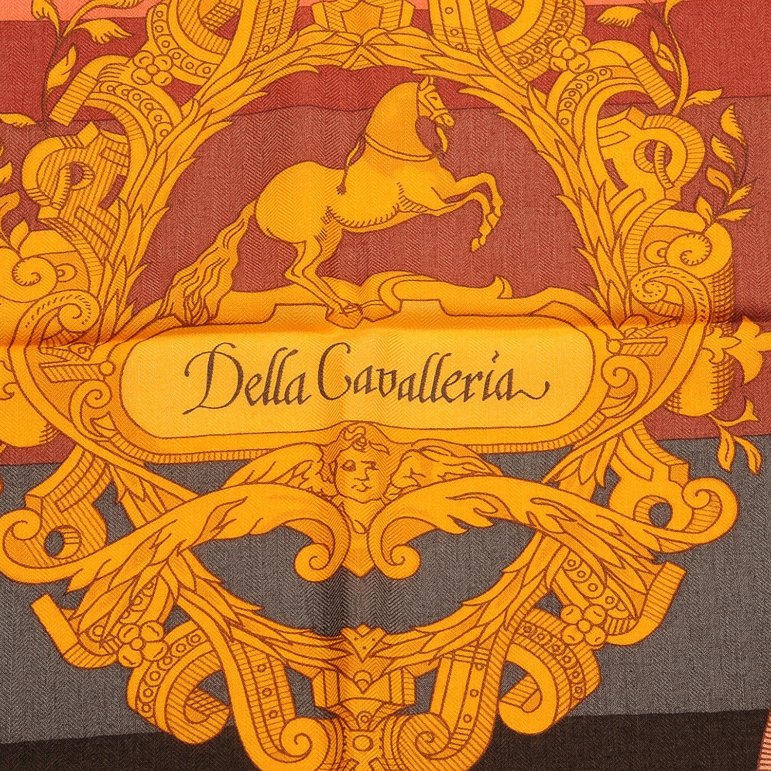 Hermes Cashmere Silk Della Cavalleria Shawl 140 Soleil Rose Brun 5 of 7