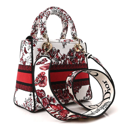Christian Dior Canvas Le Coeur En Fleurs Embroidered Medium Lady D-Lite White Multicolor 3 of 10