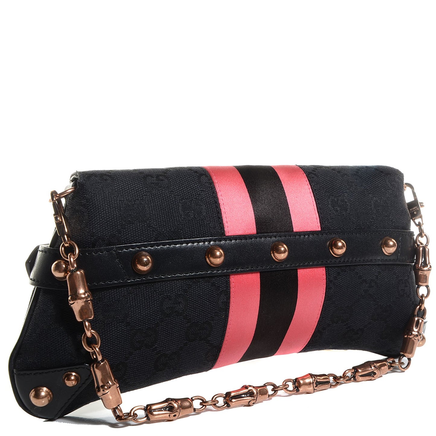 Monogram Horsebit Web Clutch Black