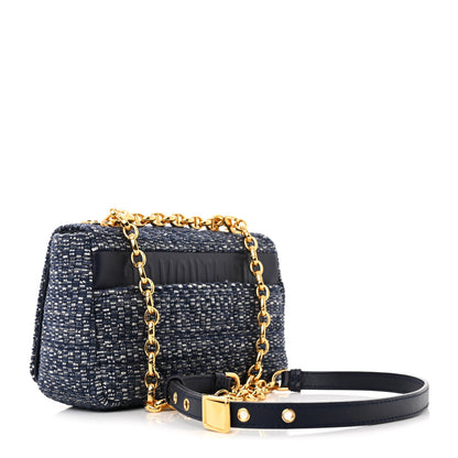 Christian Dior Tweed Cannage Small Caro Bag Dark Blue 3 of 11