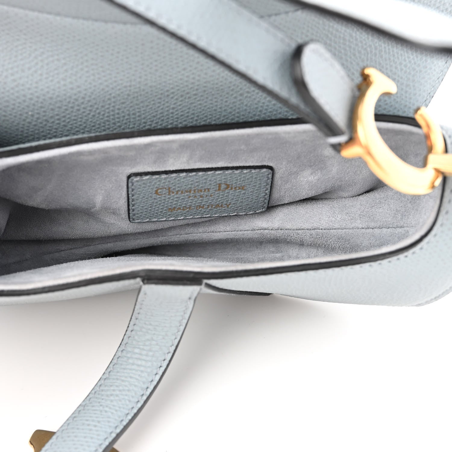 Christian Dior Grained Calfskin Mini Saddle Bag Sky Blue 5 of 11