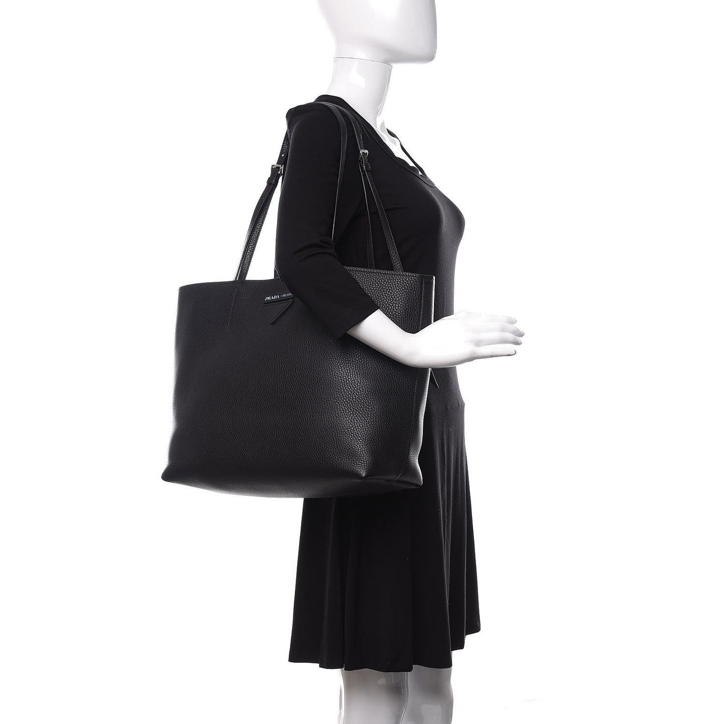 Vitello Daino Etiquette Shopping Bag Black