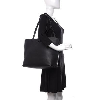 Prada Vitello Daino Etiquette Shopping Bag Black 2 of 10