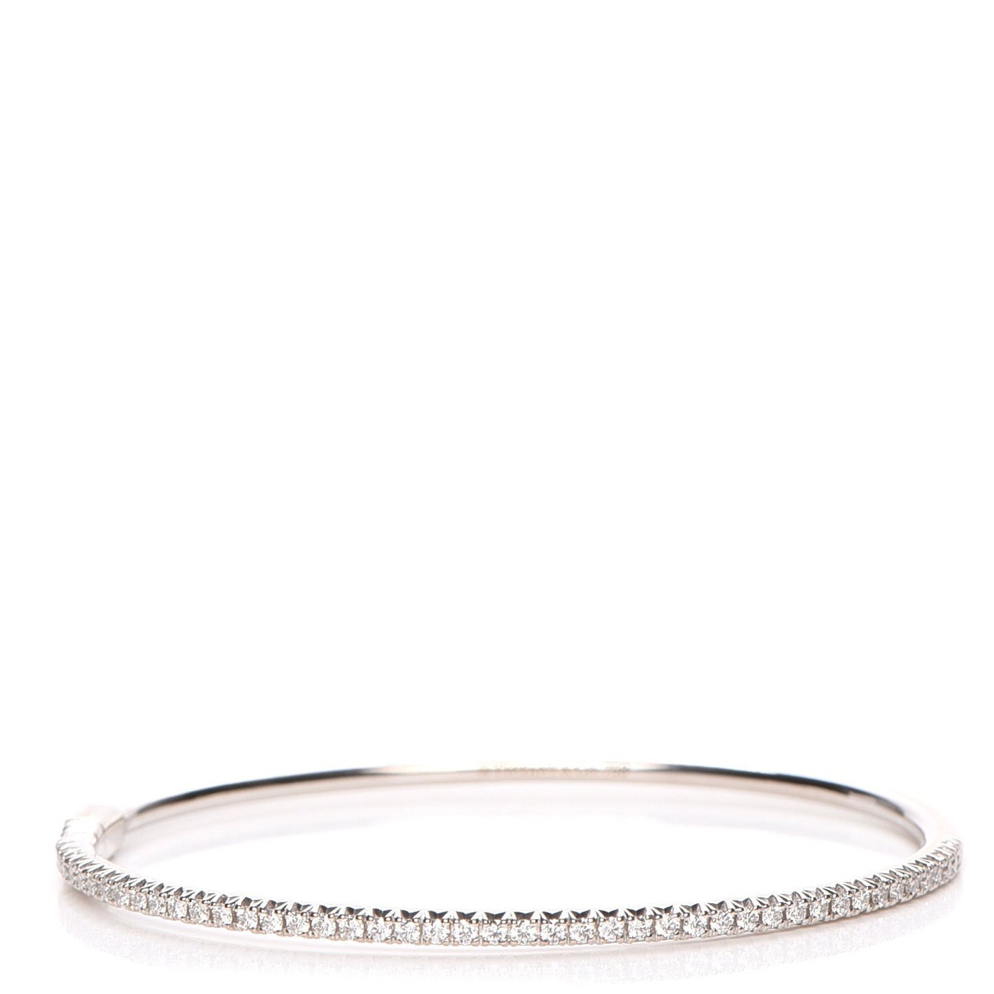 18K White Gold Diamond Metro Hinged Bangle Small