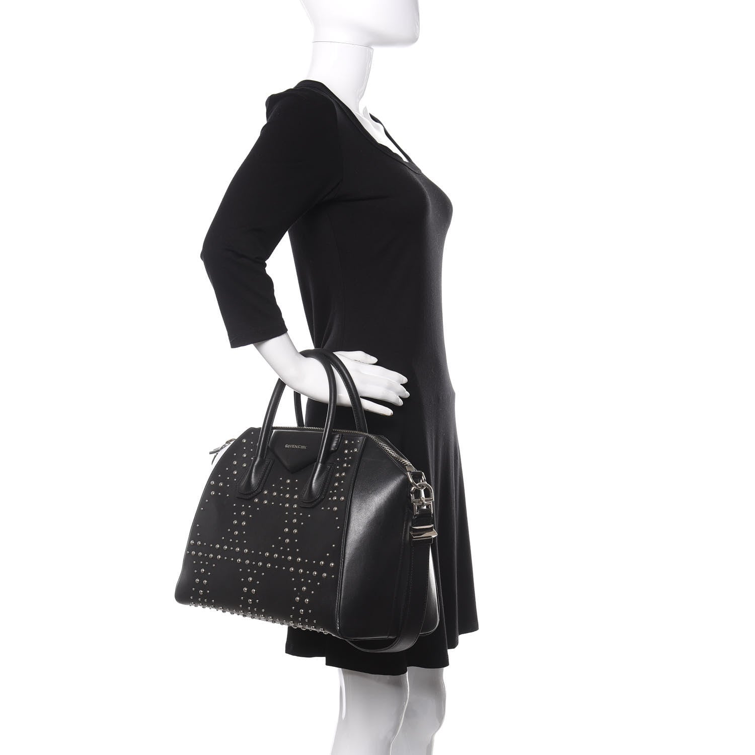 Givenchy Calfskin Medium Studded Antigona Black 2 of 15