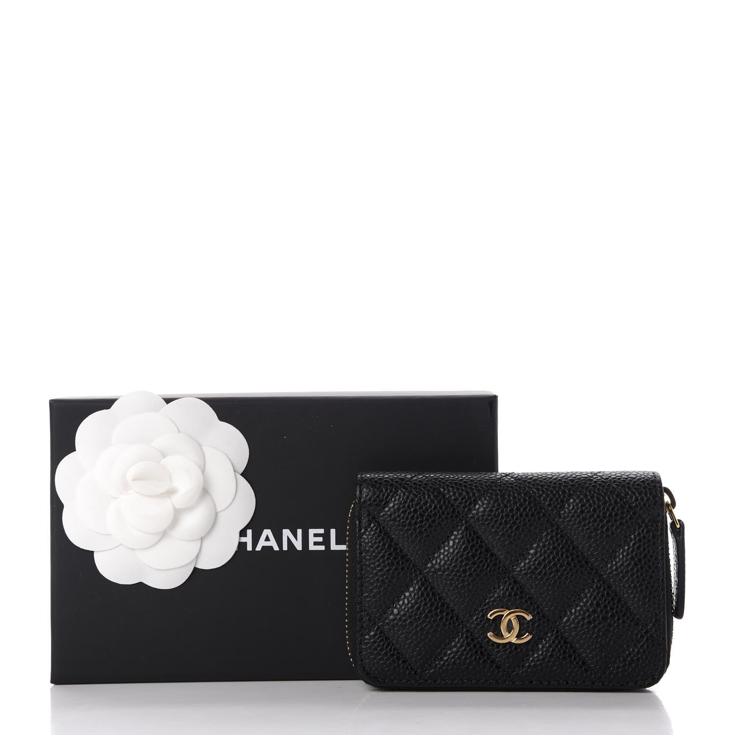 Chanel Caviar Quilted Zip Card Holder Black 9 of 9