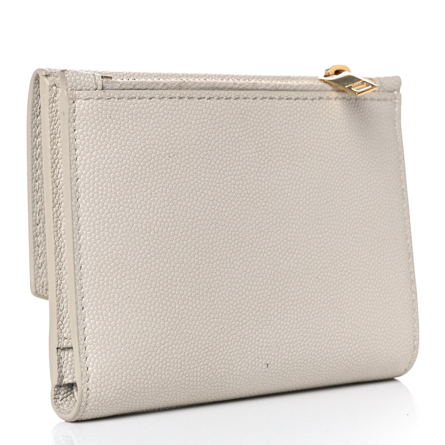 Saint Laurent Grain De Poudre Monogram Uptown Compact Wallet Blanc Vintage 3 of 17