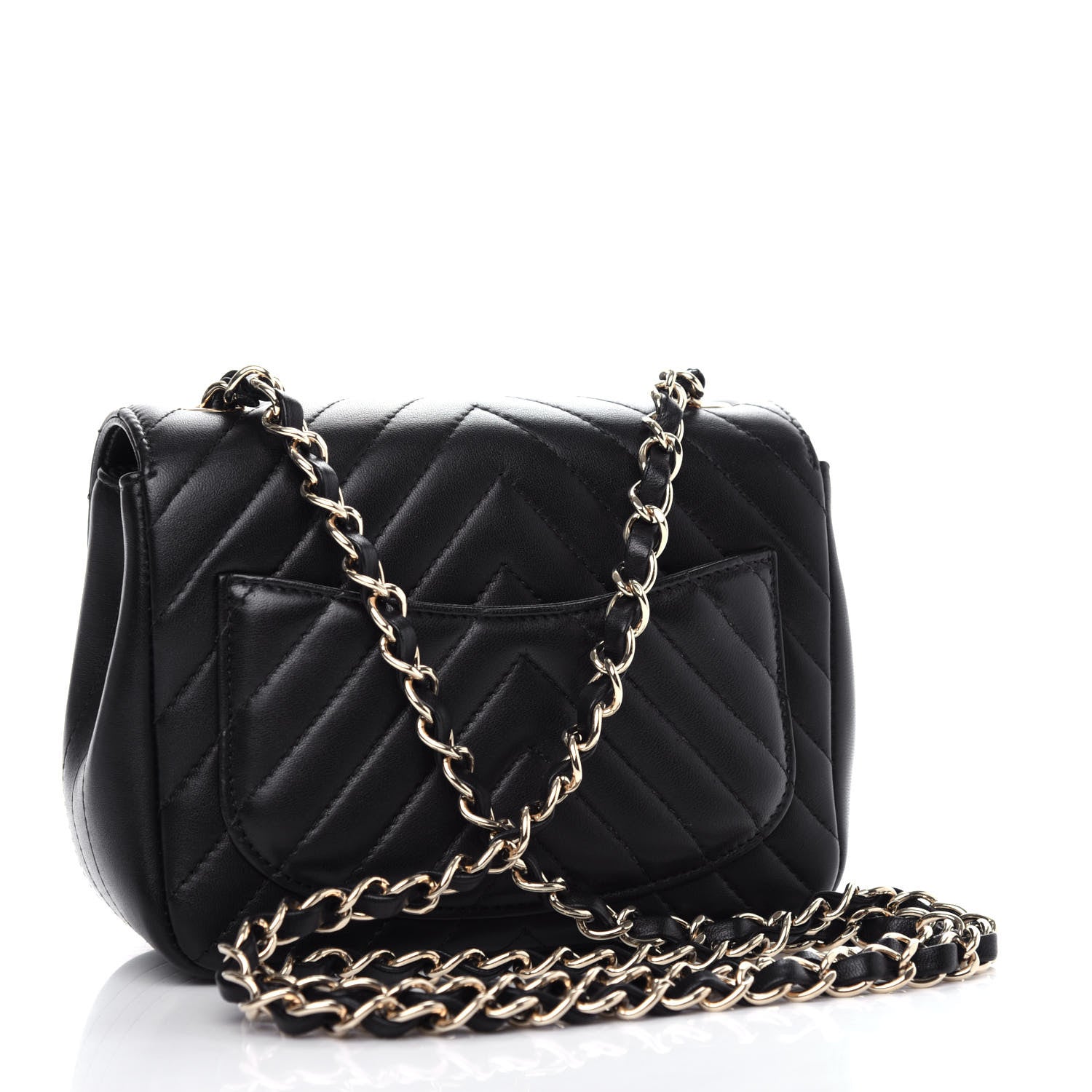 Chanel Lambskin Chevron Quilted Mini Square Flap Black 3 of 10