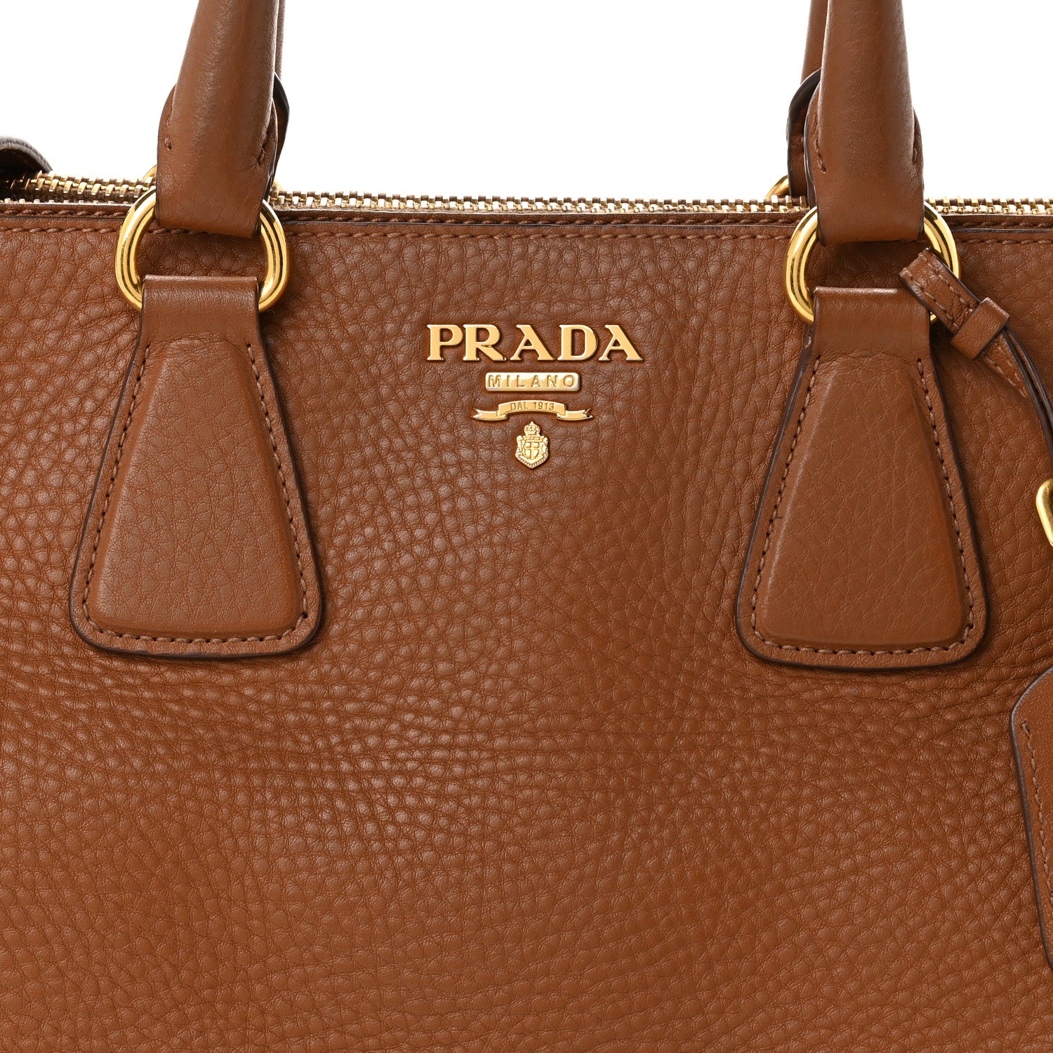 Prada Vitello Daino Large Double Zip Tote Brandy 8 of 11
