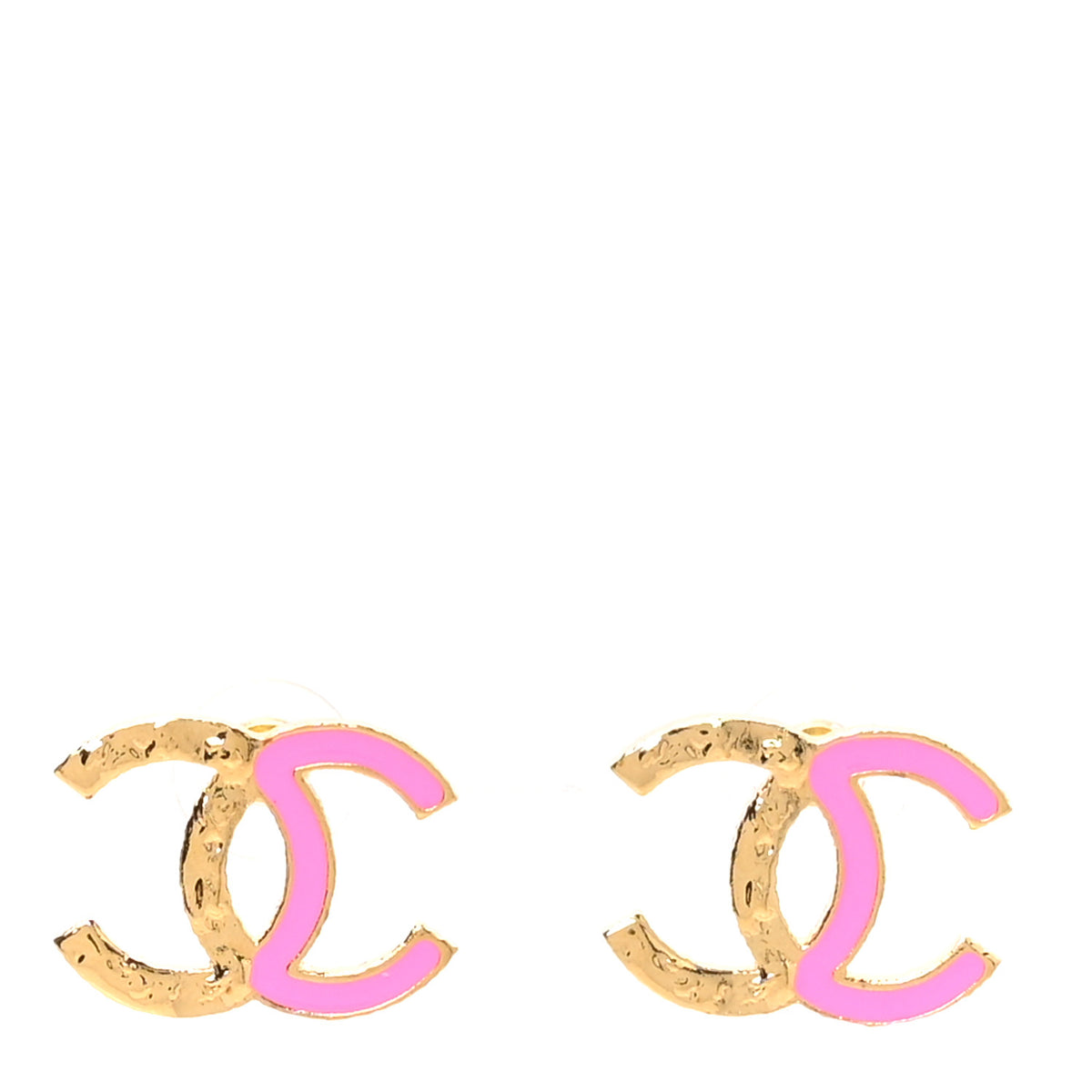 Enamel CC Earrings Pink Gold