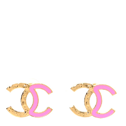 Chanel Enamel CC Earrings Pink Gold 1 of 4