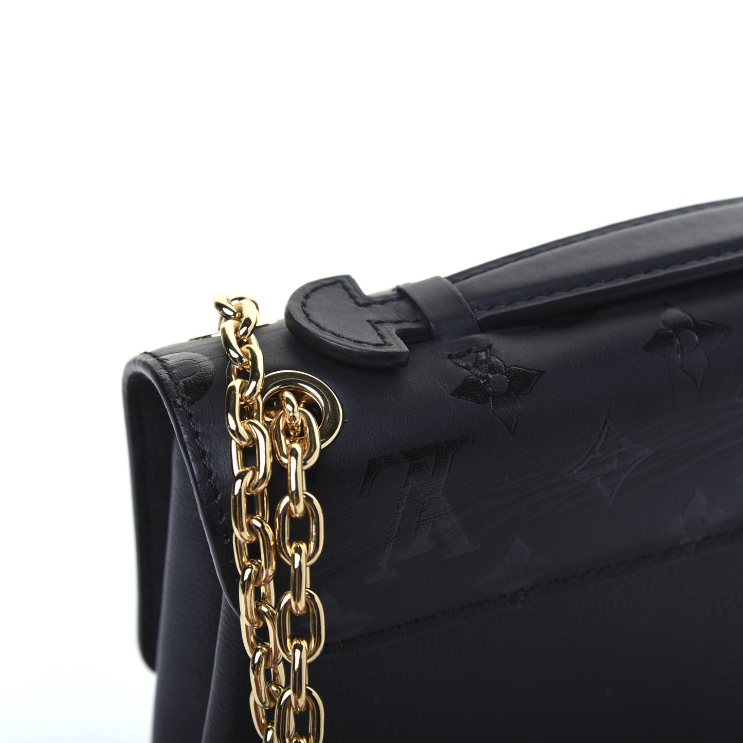Monogram Cuir Plume Ecume Very Chain Bag Black