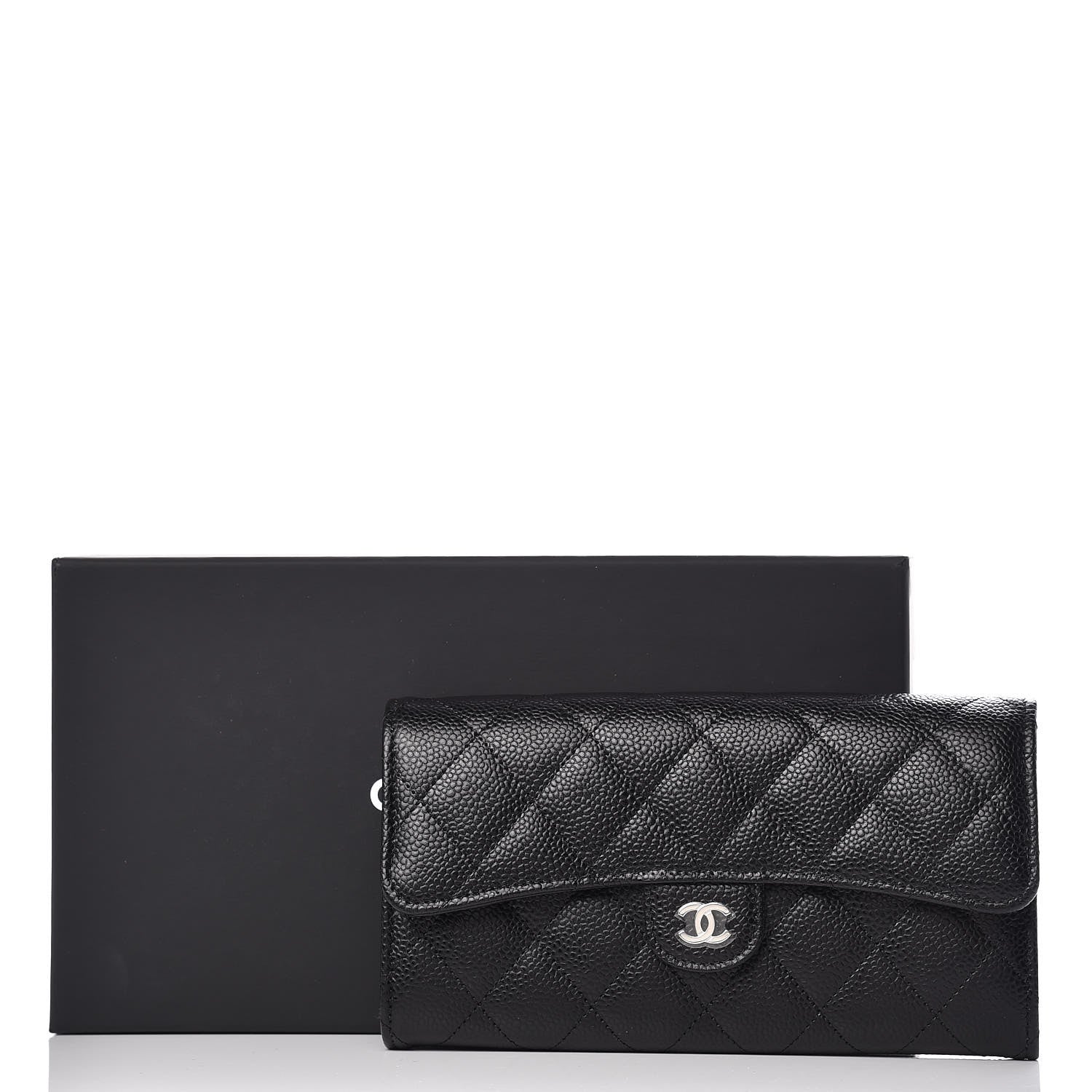 Chanel Caviar Quilted Large Gusset Flap Wallet Black 10 of 10
