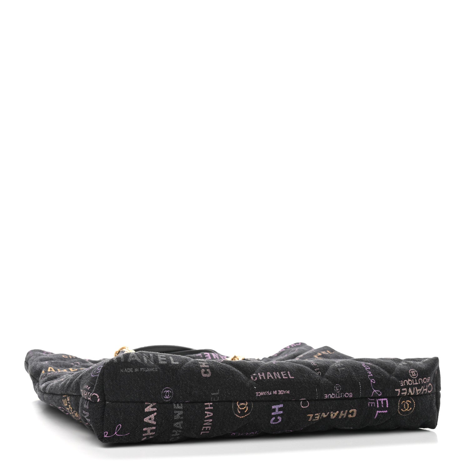 Chanel Denim Quilted Denim Mood Maxi Shopping Bag Black Multicolor 4 of 11